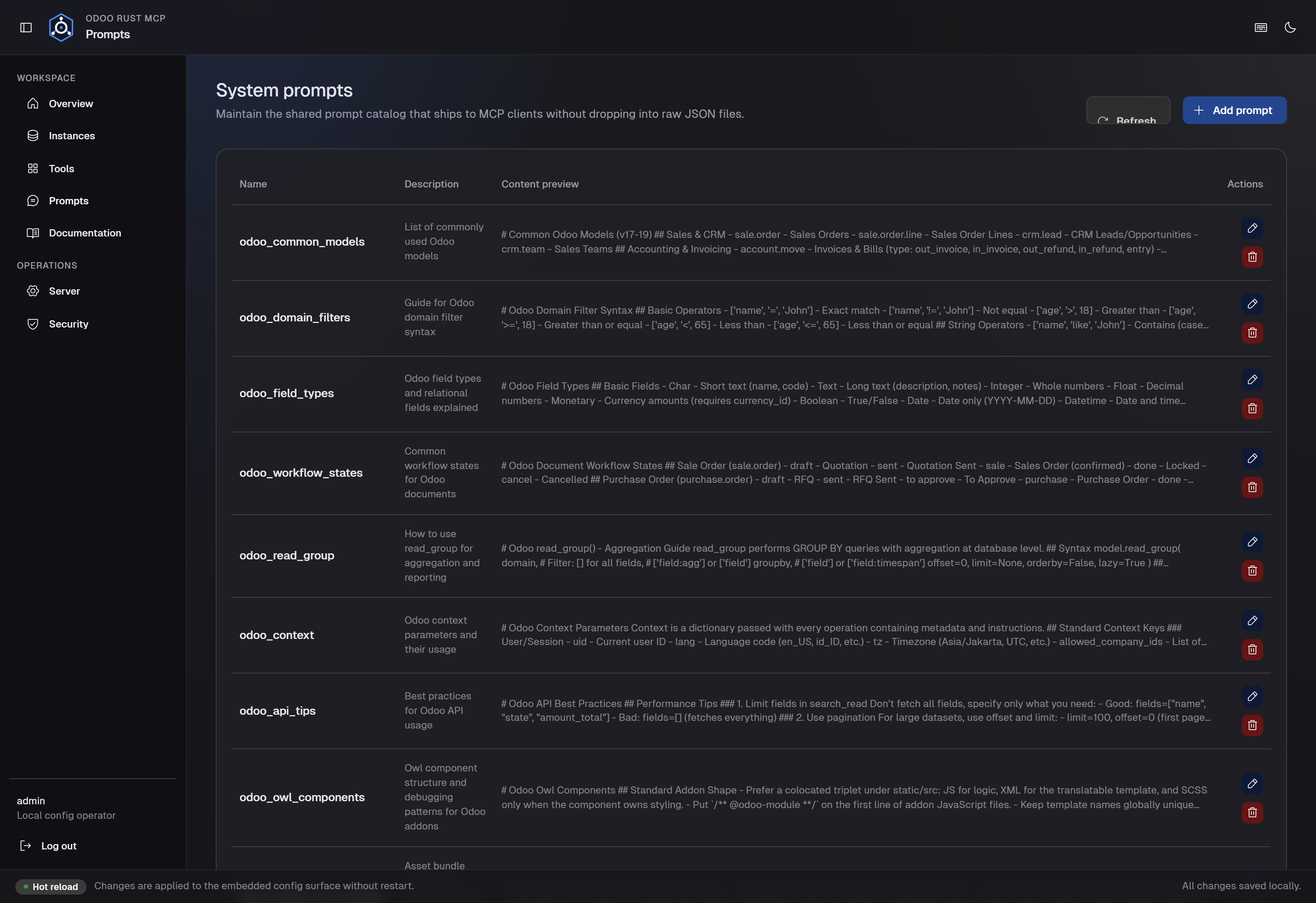 Prompt catalog