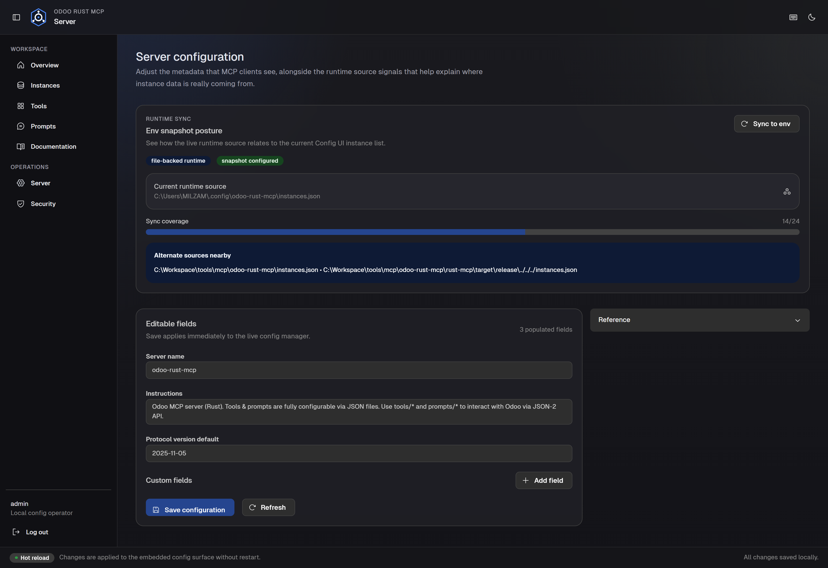Server configuration