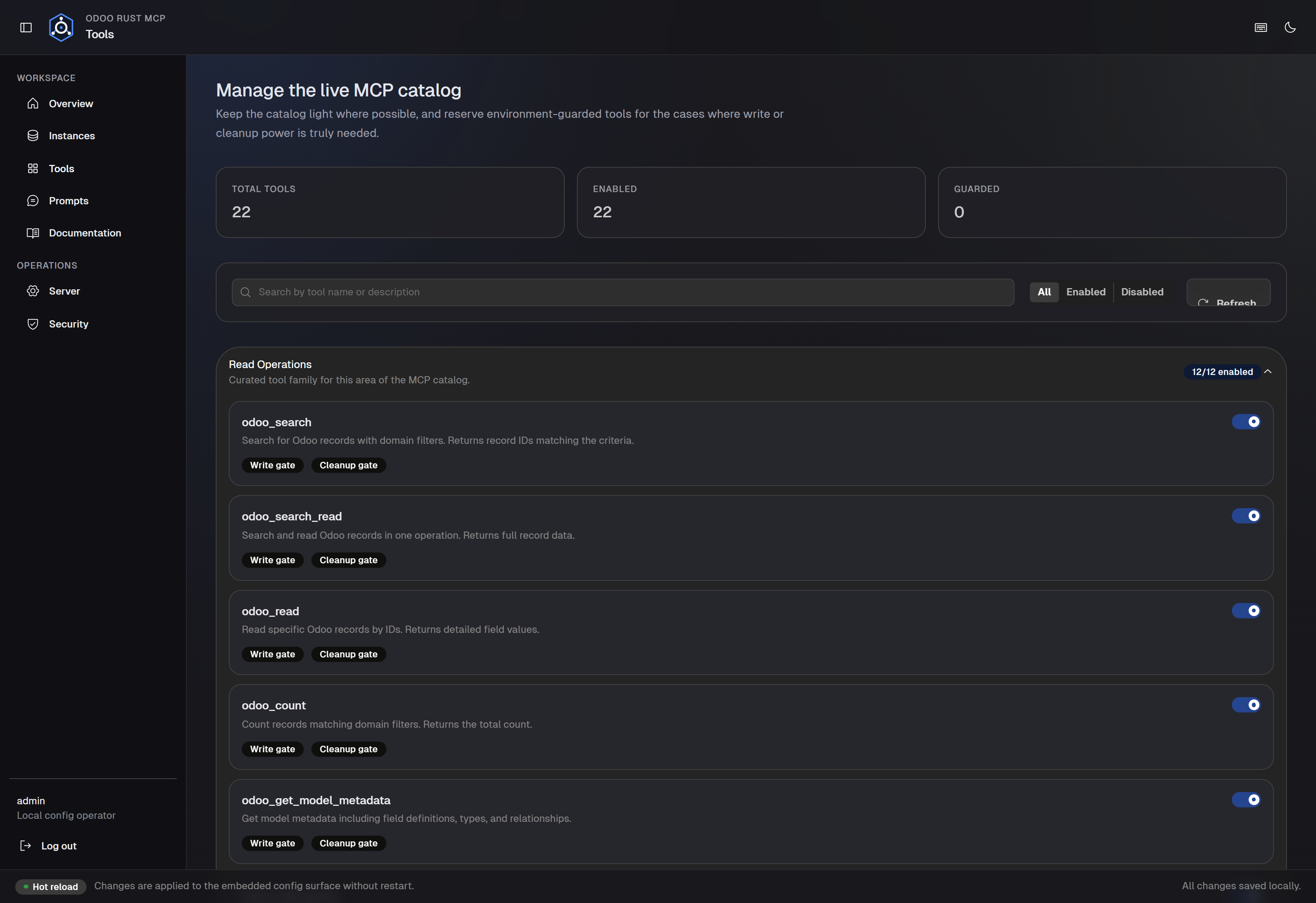 Tool groups and toggles